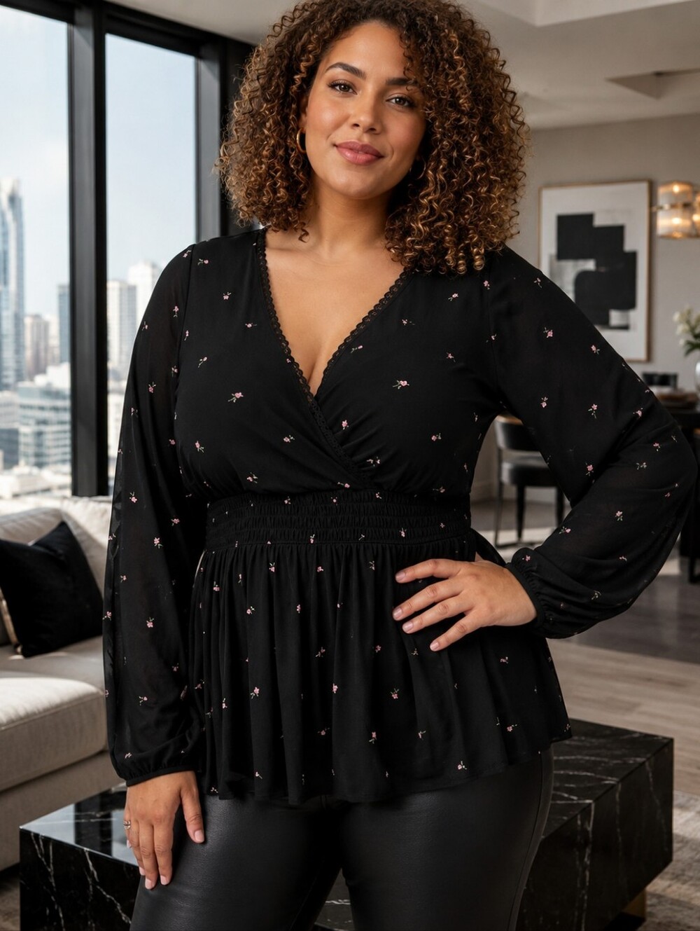 Torrid womens Surplice Babydoll Top plus size 2 2x 2xl xxl roses black New NWT